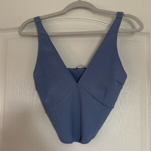 Abercrombie & Fitch Blue V-Neck Cropped Top